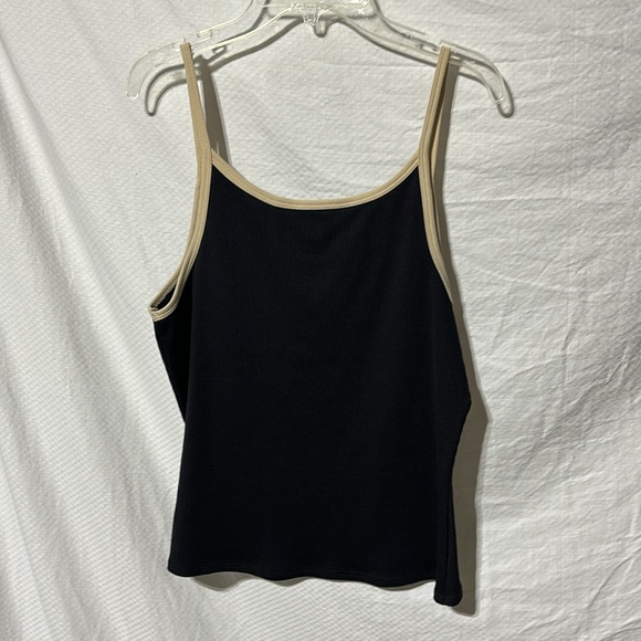 Trina Turk L black tan spaghetti strap cami nylon Lycra blend euc vintage 90’s - Picture 5 of 6